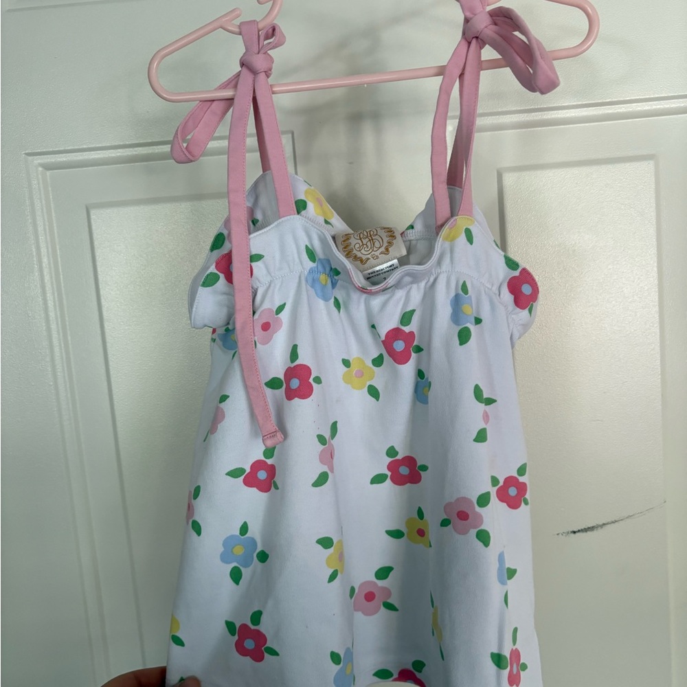 The Beaufort Bonnet Company White Dress with Pink and Yellow Floral Pattern